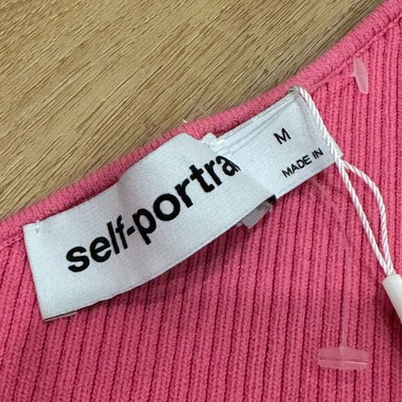 Self Portrait One Shoulder‎ Ribbed Knit Dress Pink Size Medium - Picture 10 of 15